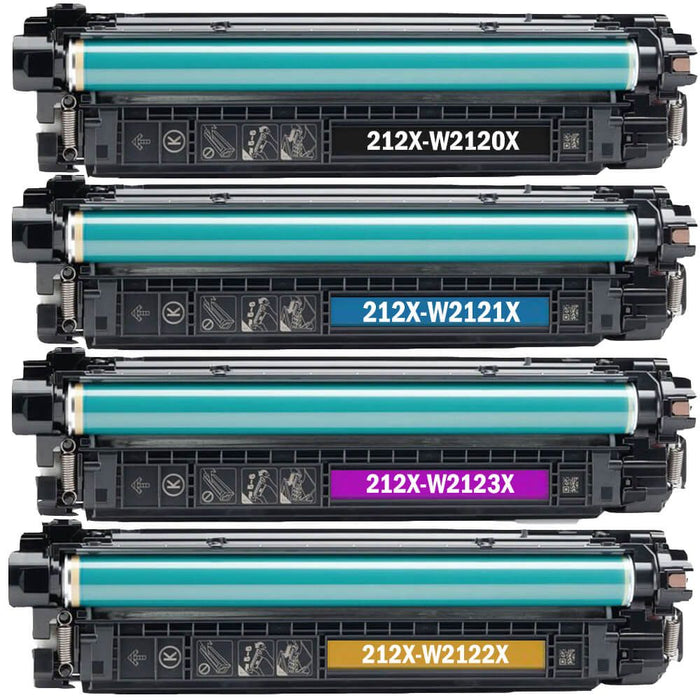 Replacement HP W2120X W2121X W2122X W2123X Toner 4-Pack - HP 212X High Yield: 1 Black, 1 Cyan, 1 Magenta & 1 Yellow